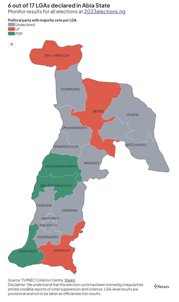 Stears on Twitter "Six LGAs reporting in Abia State AbiaDecides 