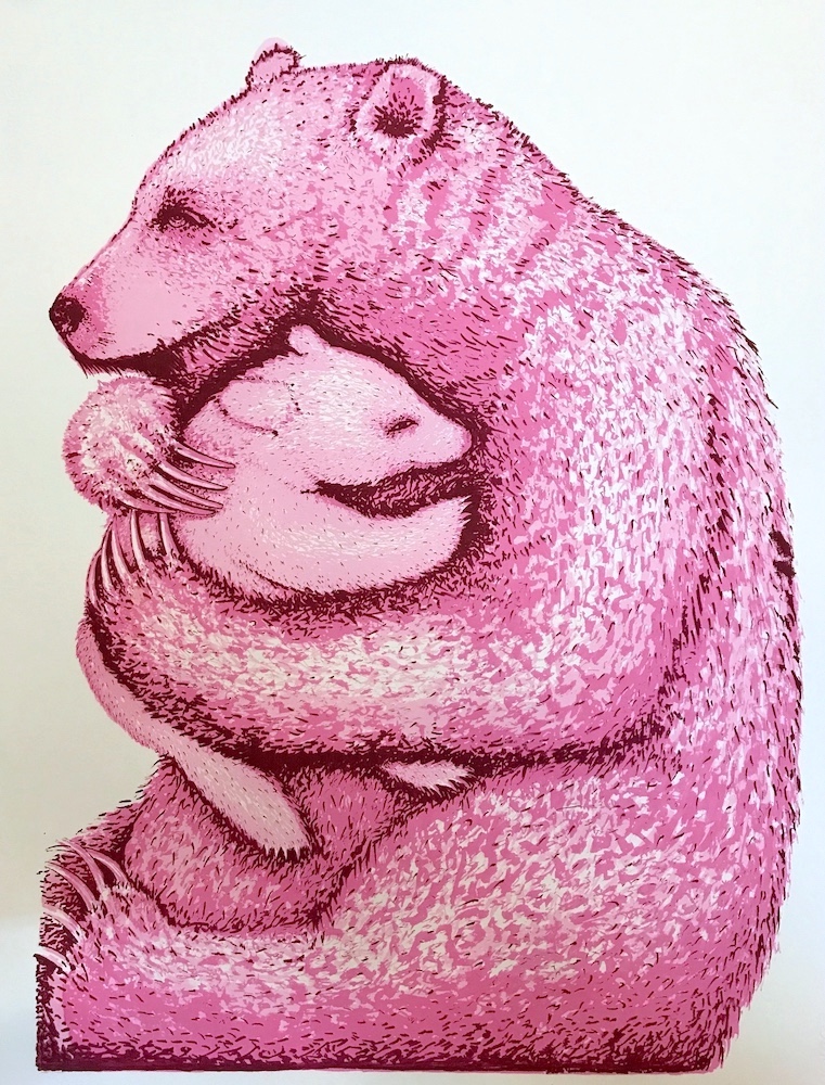 Happy Mother's Day to all those amazing mothers out there. 'Bear Hugs' (Pink) #MothersDay #bear #bearhugs #mother #child #cub #silkscreen #art #print #artoftheday #artist #artdaily #affordableart #artonline #artbuyers #contemporaryart  #BigArtBoost #draw2live #Draw365 #ArtsDay