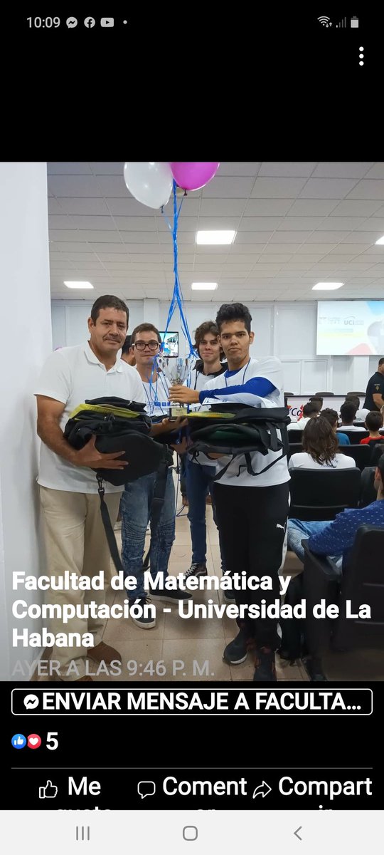 Miriam Alpizar Santana (@MiriamAlpizar1) on Twitter photo 2023-03-19 14:11:45 🇨🇺 El equipo cubano UH Top de la Facultad de Matemática y Computación - @UdeLaHabana se clasificó a la Final Mundial #ICPC en el No. 47 de #latinoamerica, tras resolver 9 problemas y ocupar el primer lugar de la región del caribe @CubaMES 🇨🇺 El equipo cubano UH Top de la Facultad de Matemática y Computación - @UdeLaHabana se clasificó a la Final Mundial #ICPC en el No. 47 de #latinoamerica, tras resolver 9 problemas y ocupar el primer lugar de la región del caribe @CubaMES