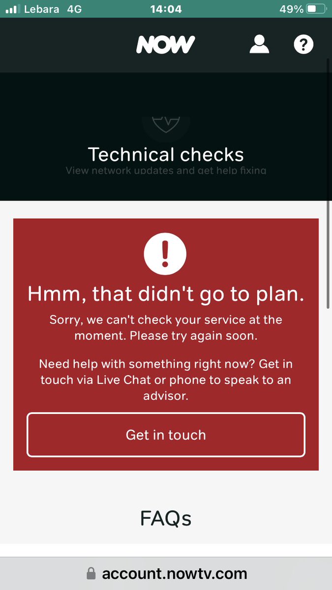 #NowBroadband your faults service Is hopeless, trying to report that your service continually drops out! Been getting the same screen message for days can’t send a message bc it’s just a loop #skybroadband #NowTv