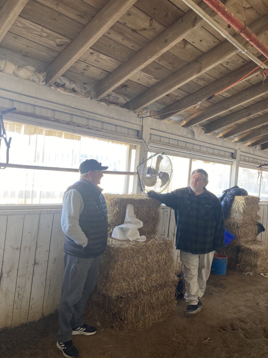 No better place to start a Sunday than backstretch of ⁦@LaurelPark⁩ visiting #Away To Return! My #Old Line partner ⁦@nsb7jim⁩ in discussion with ⁦@damondilodovico⁩ ⁦@DilodovicoS⁩ ⁦@LlcEquine⁩ ⁦@mdhorsemen⁩! Looking forward to spring campaign!