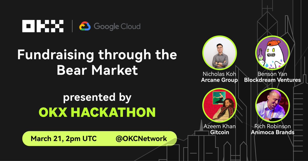 Join our spaces with <a href="/BensonY4BDV/">Benson @ SG</a> @richardrobinson <a href="/stateroot/">Nicholas</a> and <a href="/azeemk/"></a> to discuss how to raise funds for your #web3 startup in the bear market!

📅 March 21, 2pm UTC
📍 #OKXChain Twitter <a href="/OKCNetwork/">OKT Chain ⚛🕸</a>
 
🔔 Set your reminder