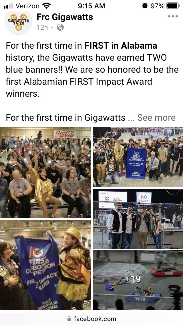 JpmccMcc's tweet photo. We won the highest award at the Magnolia Regional. Impact Award winners @7428Gigawatts @FIRSTinAlabama @AlabamaSTEM https://t.co/ZpH2QPEsGS