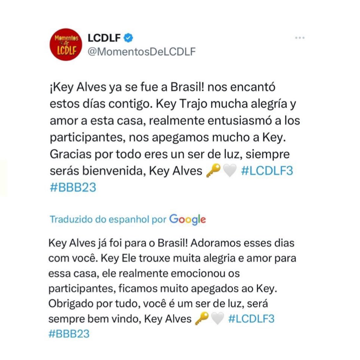 choquei's tweet photo. 🚨TV: Mexicanos dizem que Key Alves trouxe alegria e amor na casa de #LaCasaDeLosFamosos #BBB23 https://t.co/SfUxM5oMI8