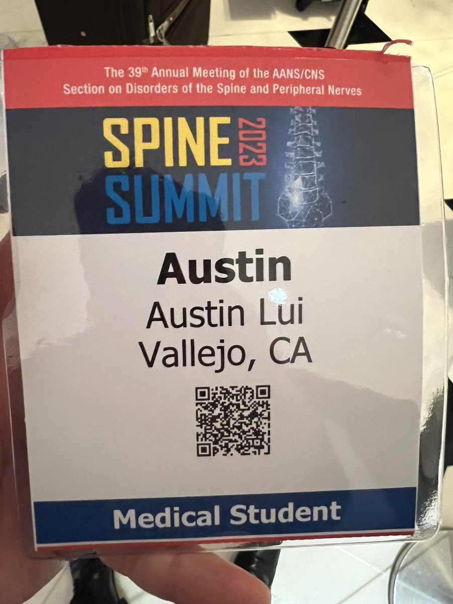 AustinLui7's tweet photo. Thankful to be able to present our research on peri-operative outcomes in central cord vs non-central cord patients at the 2023 spine summit! As always, thanks to @DrDiGiorgio for all the guidance! #2023spinesummit #DPSN https://t.co/E8GJ3LDyya