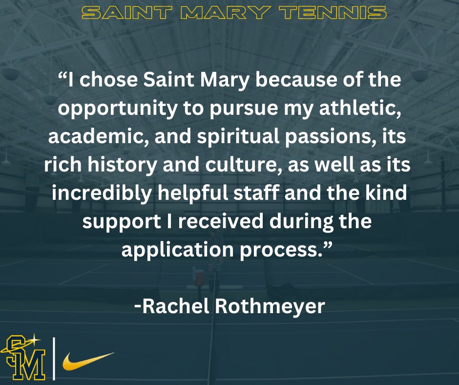 Commit alert 🚨 

The Saint Mary Women’s Tennis program is pleased to announce the commitment of Rachel Rothmeyer!

#gospires