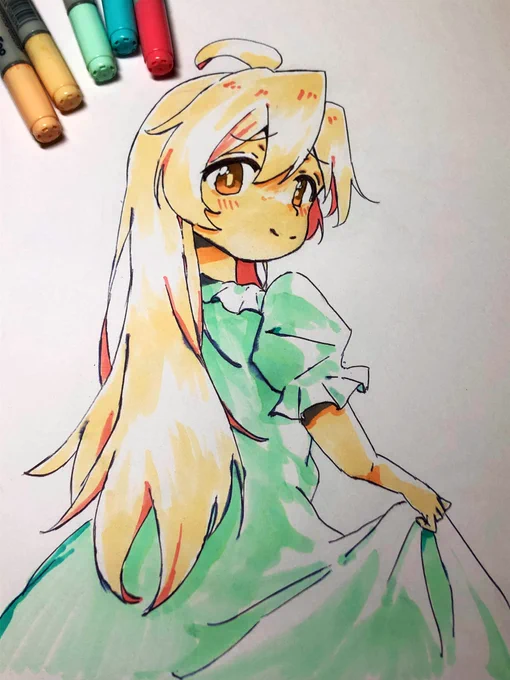 しにそうなコピック(5.6色)としにそうなボールペンで描いたまひろ #おにまい