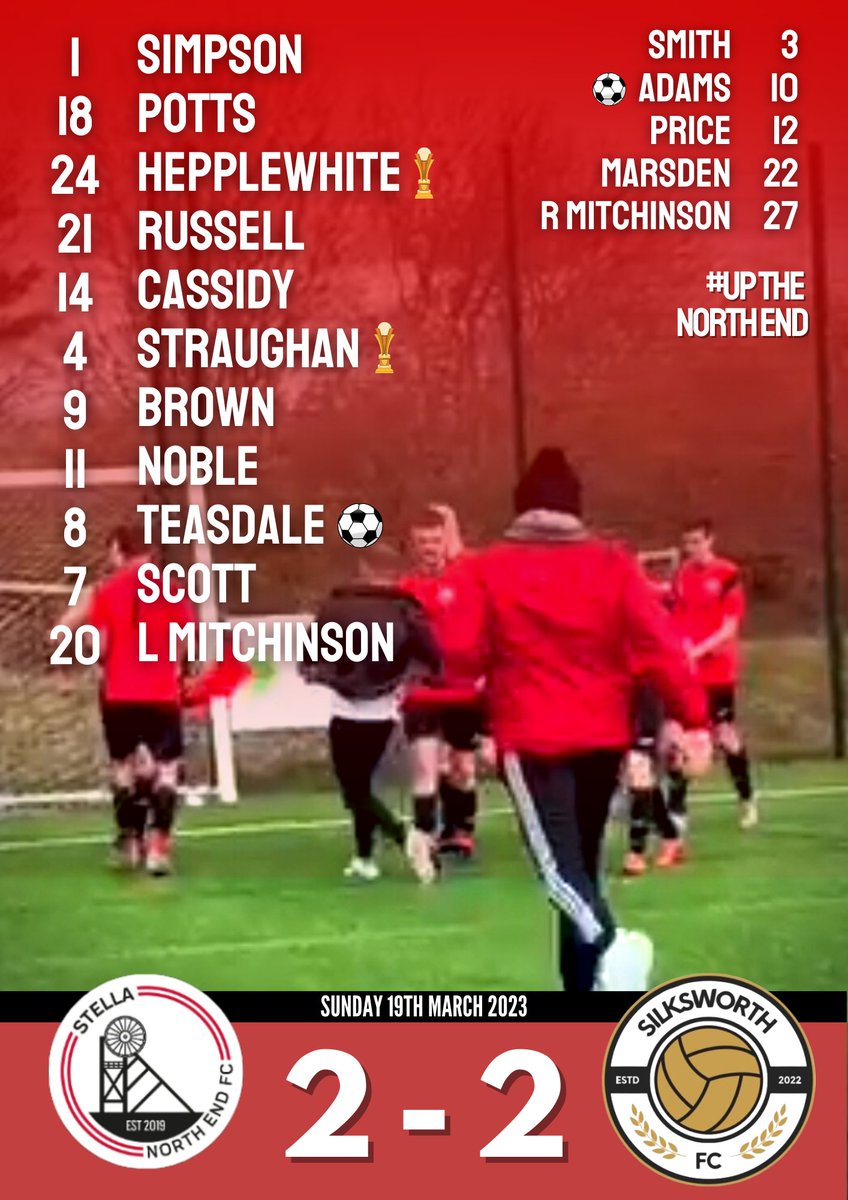 Chairman. Legend. Savior.

Jaymie Adams produced a good finish to seal a point against a good Silksworth side that kept our unbeaten league campaign going

Shout-out to Gavin Teasdale for his Bergkamp-esque opening goal

#UpTheSNE