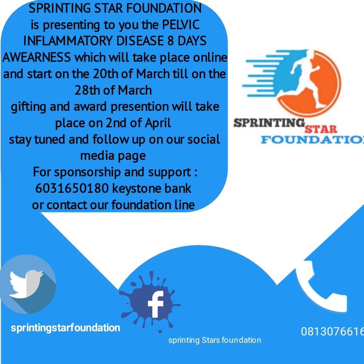 SprintingF's tweet image. The sprinting stars foundation awearness on pelvic inflammatory disease will be starting tomorrow we hope for the participation of every one 
#NGOsource
#pelvicinflammatorydisease
#WHO 
#publichealth 
#PublicHealthWASHCrisisUg 
#publichealthafrica