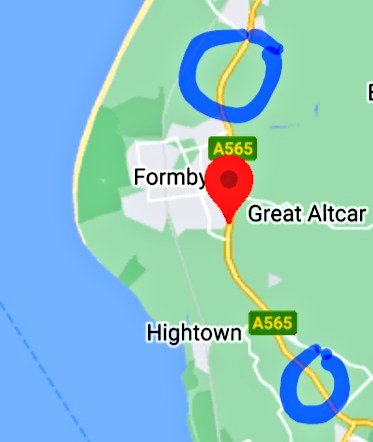 FormbyReport's tweet photo. Problems on #FormbyBypass #A565 single lane traffic expect long delays. Especially problematic around Ince Woods heading from #Formby towards #Liverpool & Motorways. Also heading from #Formby past RAF Woodvale, towards #Southport
#TrafficAlert #MerseysideRoads #TrafficLiverpool https://t.co/MQIJYSuvwJ