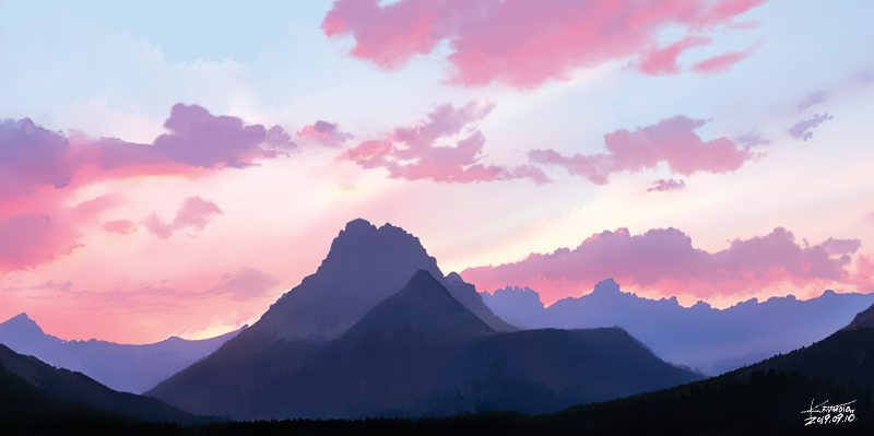 scenery no humans sky cloud outdoors signature mountain  illustration images