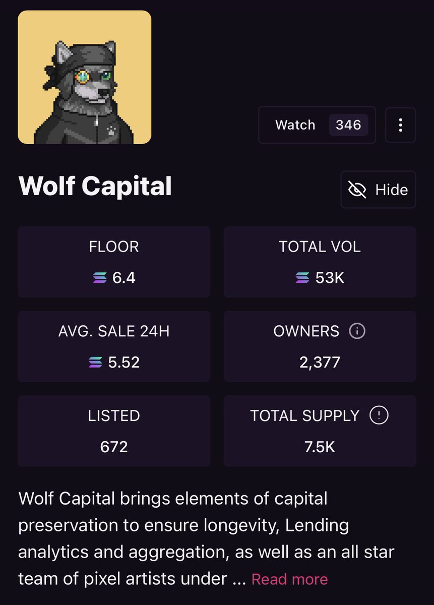 Wolf capital the underdog mint , slowly gaining traction 👀