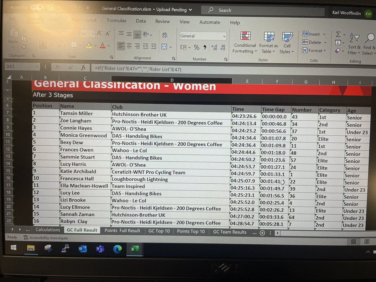The overall after 3 stages of the Women’s <a href="/GiantSheffield/">Giant Sheffield</a> Peaks 2 Day Stage Race #peaks2day
