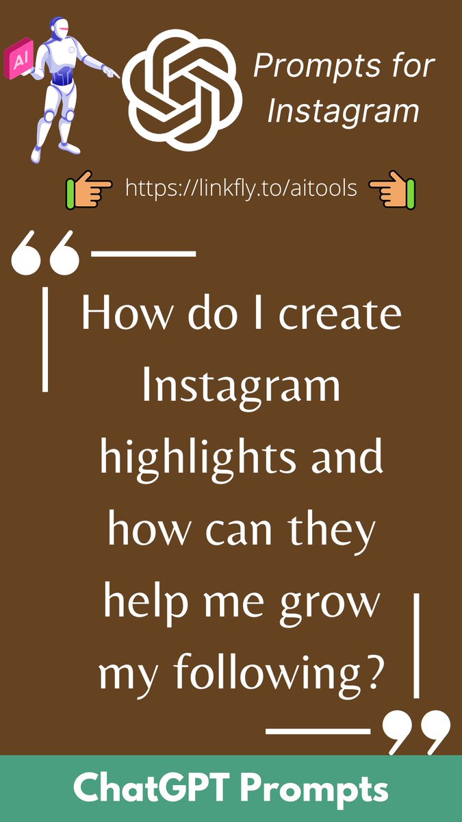 Prompts for Instagram 20 👇👉 bit.ly/AiApp #chatgpt #chatgptprompts #chatbot #chatbotai #aichatbot #ai #artificialintelligence #aiprompts #prompts #writingprompts #ideaprompts #creativeprompts