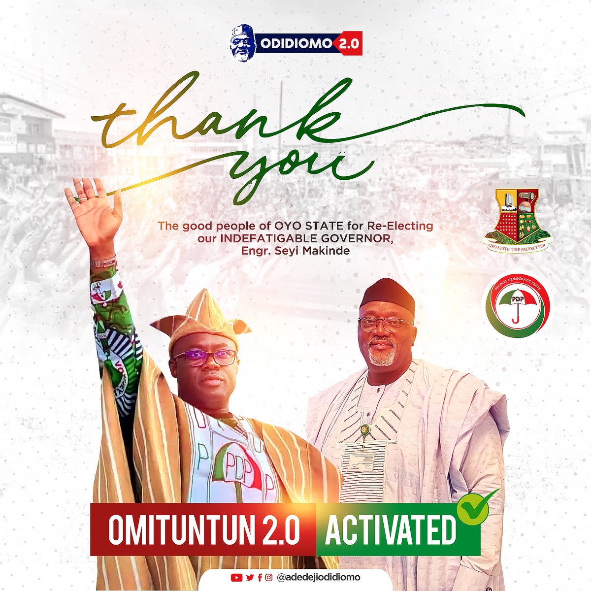 AdedejiOdidiOmo's tweet photo. Sustainable Development of our dear state is sacrosanct and together we shall enjoy it. 

Omituntun2.0 Activated. 

#omituntun2 
#ibadannorthwest 
#ibadansouthwest 
#odidi4secondterm 
#odidiomo https://t.co/ukhnDbQvcN