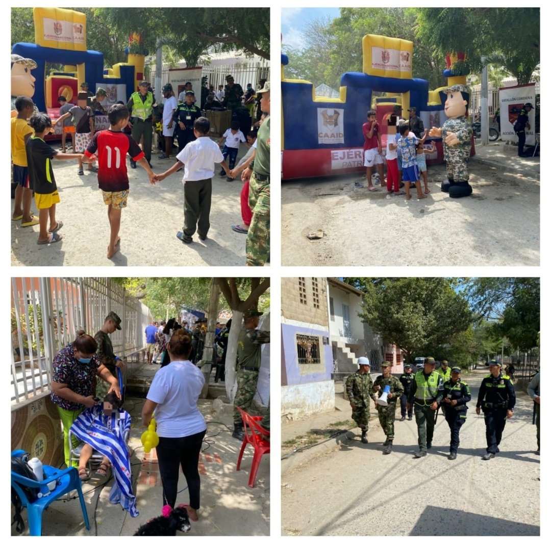 Ejercito_Div1's tweet photo. En el barrio #ElPando y #SanJose en #SantaMarta #Magdalena junto con la @PoliciaStaMarta y el Batallón de Infanteria Mecanizado N°5 Gral José María Córdoba; nos unimos como una sola familia para compartir una tarde llena de alegría y bienestar
#PatriaHonorLealtad
#PlanAyacucho https://t.co/m3SquQ4yCM