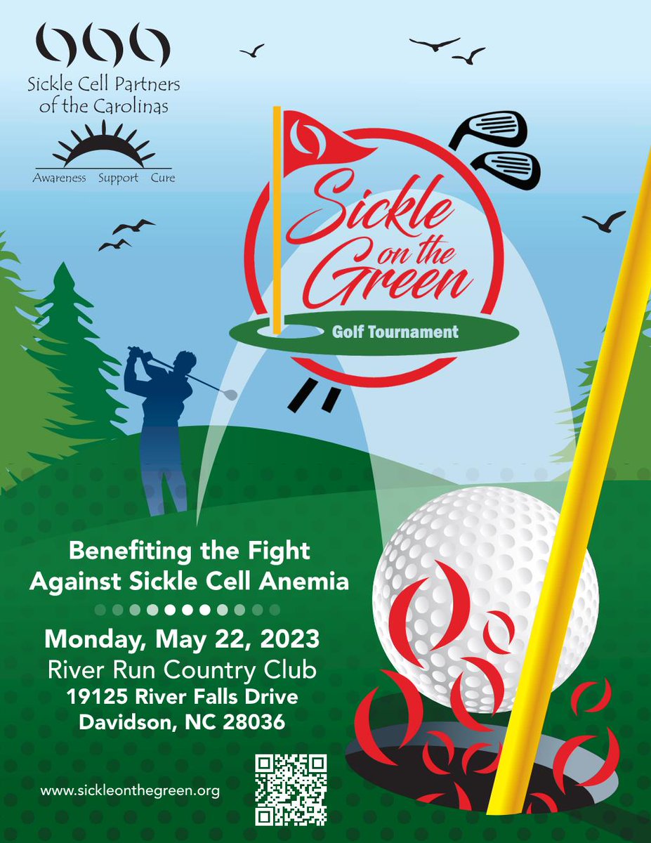 Register for Sickle on the Green &amp; play at River Run Country Club! Awesome swag includes: breakfast, lunch, sleeve of golf balls, golf shirt, golf towel, bag, ball markers. 
Register today: sickleonthegreen.org