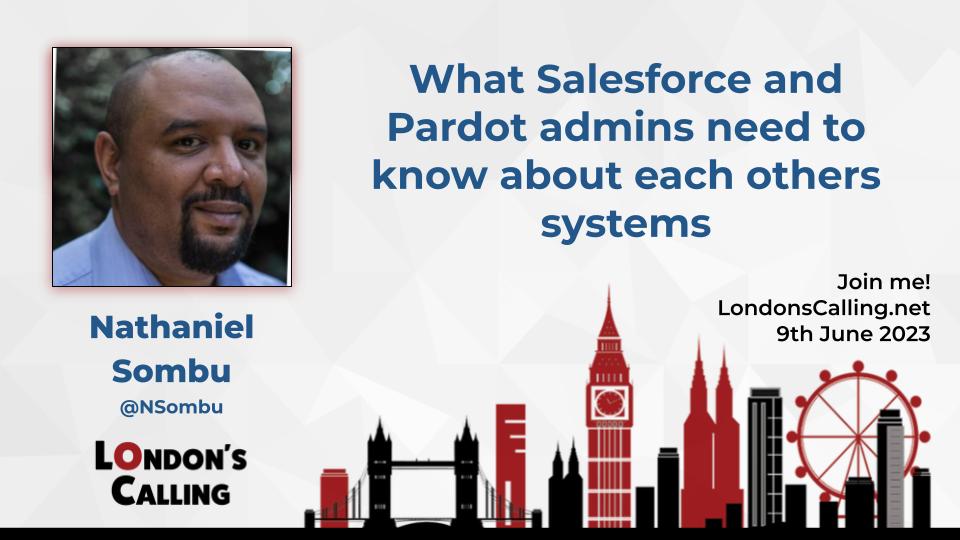 Delighted to say that I will be speaking at London's Calling again this year. 

This time the topic is - What Salesforce and Pardot admins need to know about each other systems
Join me <a href="/LDNsCall/">Londons Calling</a> 9th June