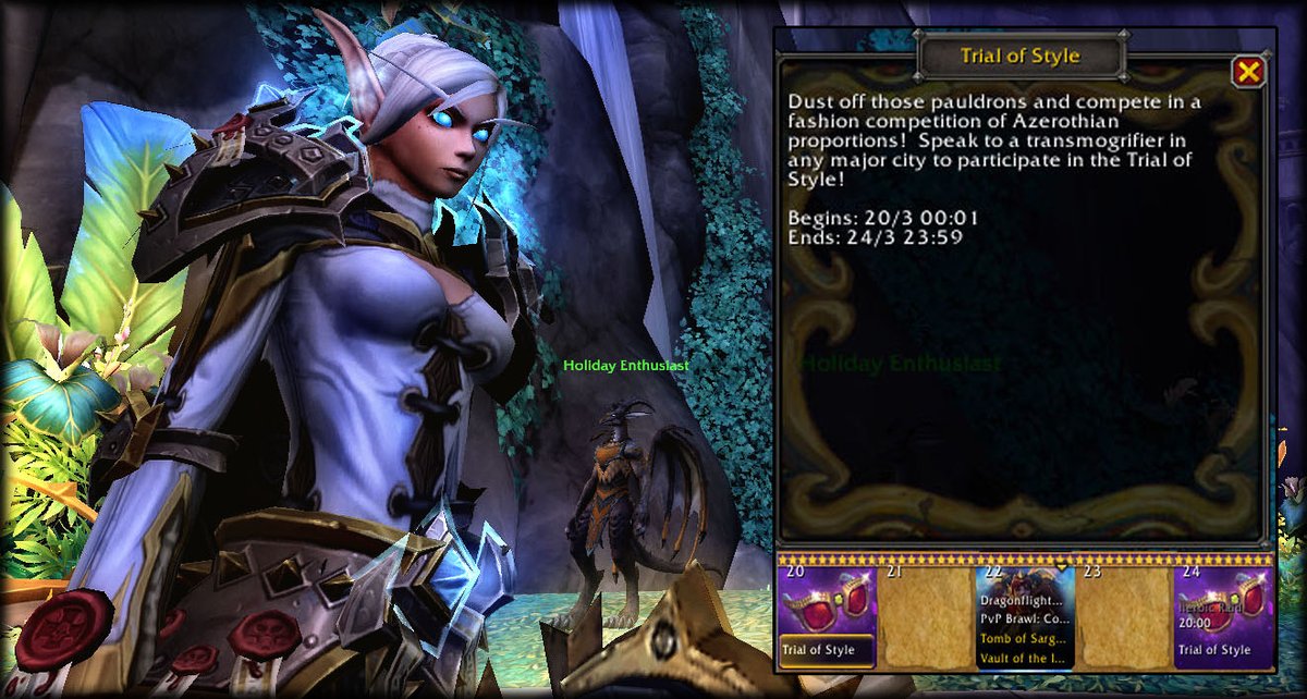 Imperious0212's tweet image. Trial of Style starting soon at 00:01! 
From 20/3 to 24/3!
Do not miss this! You know they added new cosmetics in 10.0.5!
Check the transmogrifer to see the new cosmetics!
#Warcraft|#MicroEvent|#TrialOfStyle