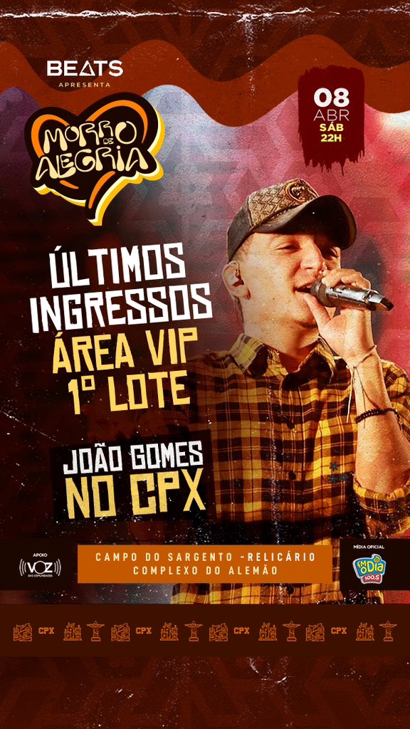 tá acabando o primeiro lote!!! corre e garanta o seu! ingresse.com/joao-gomes-cpx