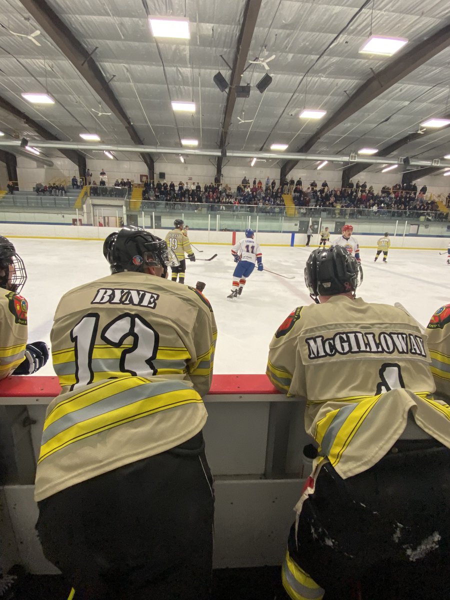 Firefighters Byne and McGilloway waiting for their shift against the Pro Hockey Heroes. @hockey_benefit