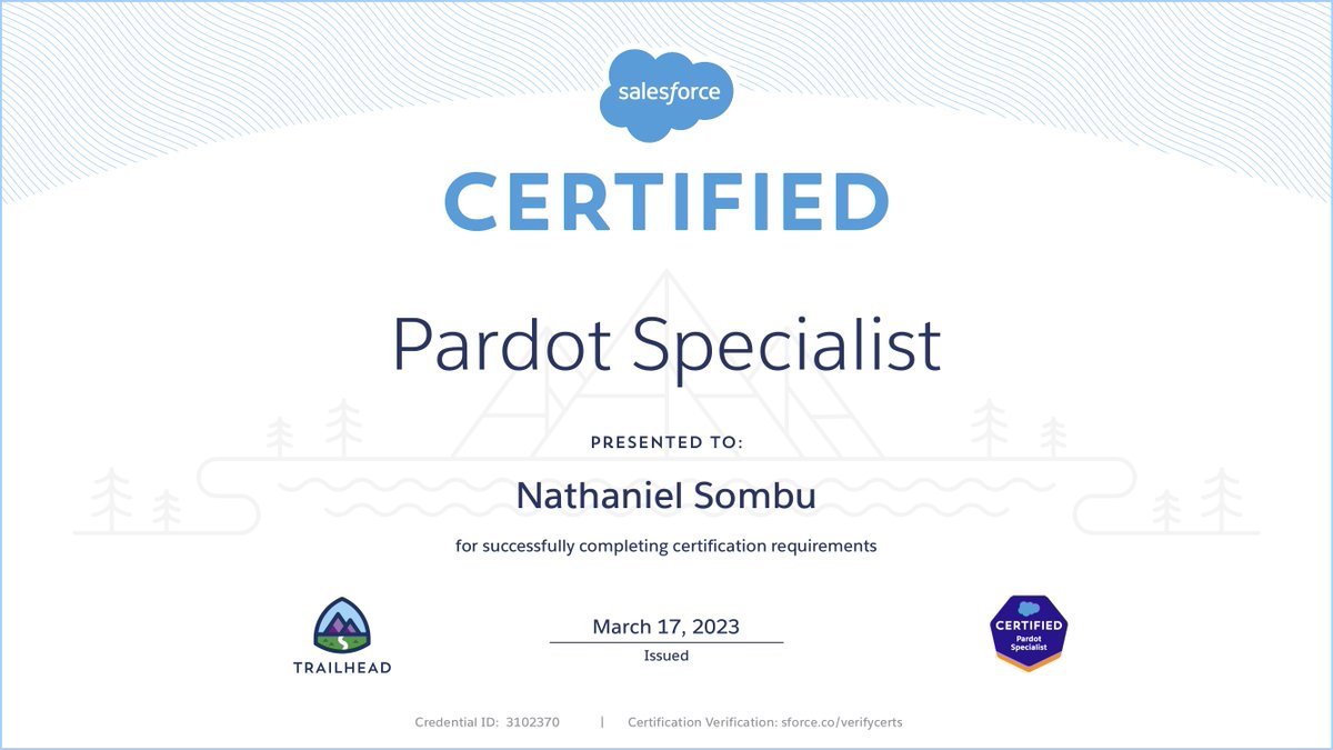 Long overdue I know. I now have the Pardot cert to go with the years of Pardot experience. 

Special thanks go to <a href="/PardotPro/">Lara Black</a> and @BenLaMothe. Their videos from the Tampa and Austin Pardot user groups was invaluable in preparing for this exam.