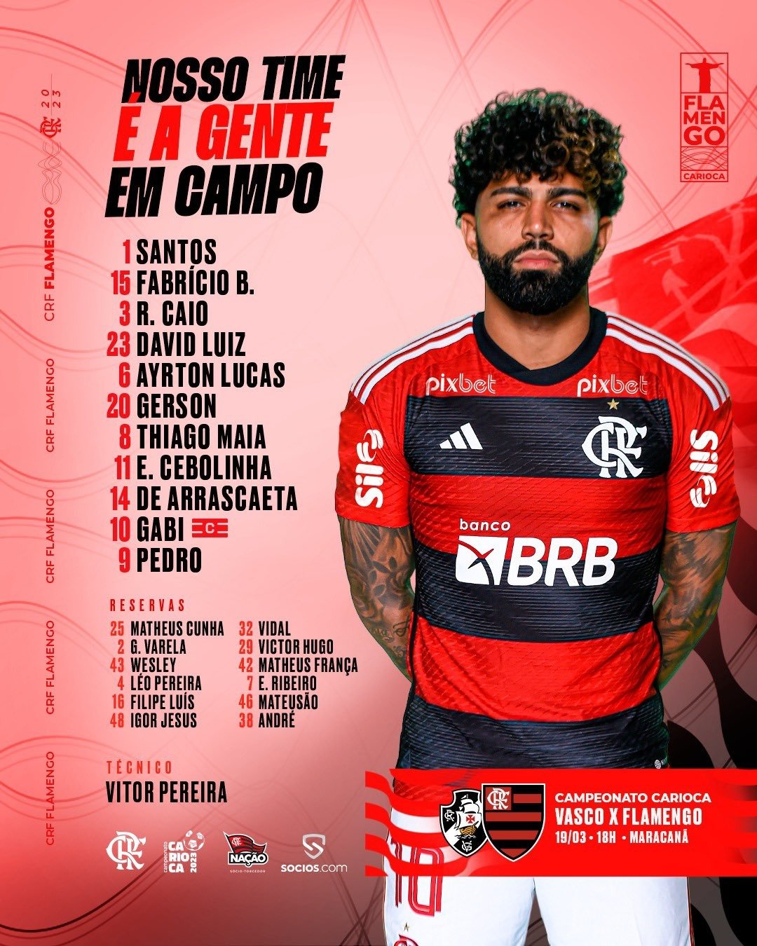 SAIU! Flamengo divulga escalação para jogo contra o Santos - Coluna do Fla