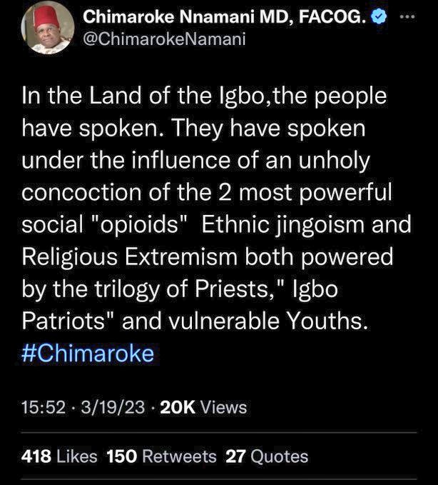 Spotlight_Abby's tweet image. Labour Party's Kelvin Chukwu defeats Chimaraoke Nnamani (PDP) to clinch the Senatorial Seat. Kelvin is a brother to the late Oyibo Chukwu who was burnt to death a few days to the Enugu East Senatorial Election.

Big ups to Ndi Enugu, Obidients, LP &amp;amp; @PeterObi!