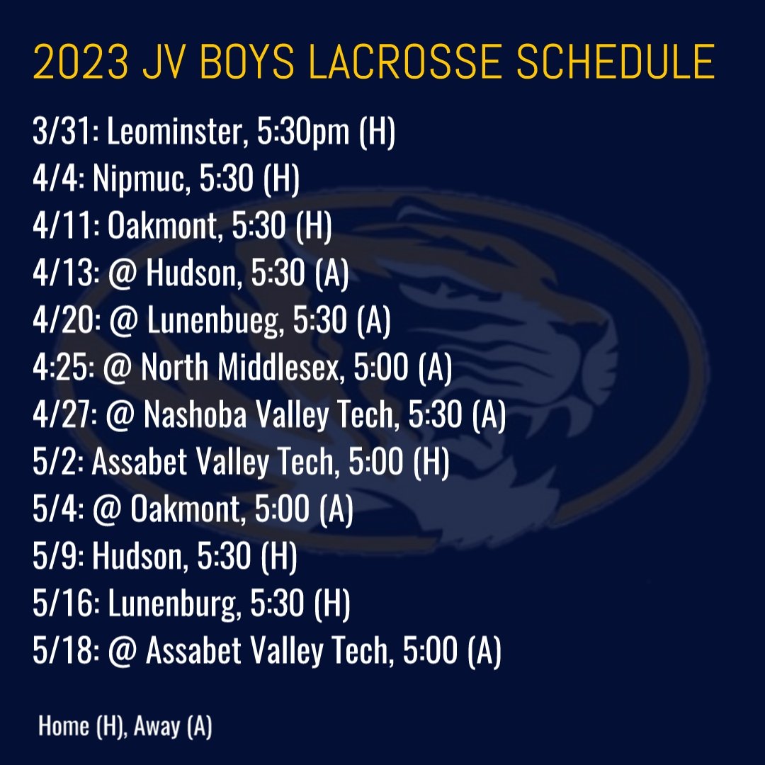 Here's the 2023 LHS JV Boys Lacrosse schedule. It's go time! #Lacrosse #Lax #LittletonLacrosse #LittletonMA