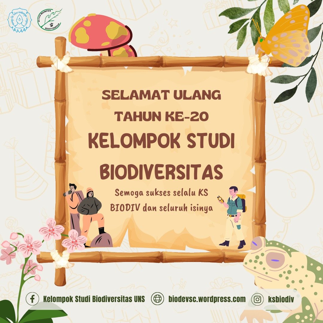 KSBIODIV's tweet photo. Selamat Ulang Tahun Kelompok Studi Biodiversitas FMIPA UNS yang ke-20 https://t.co/O1zy0obSEb