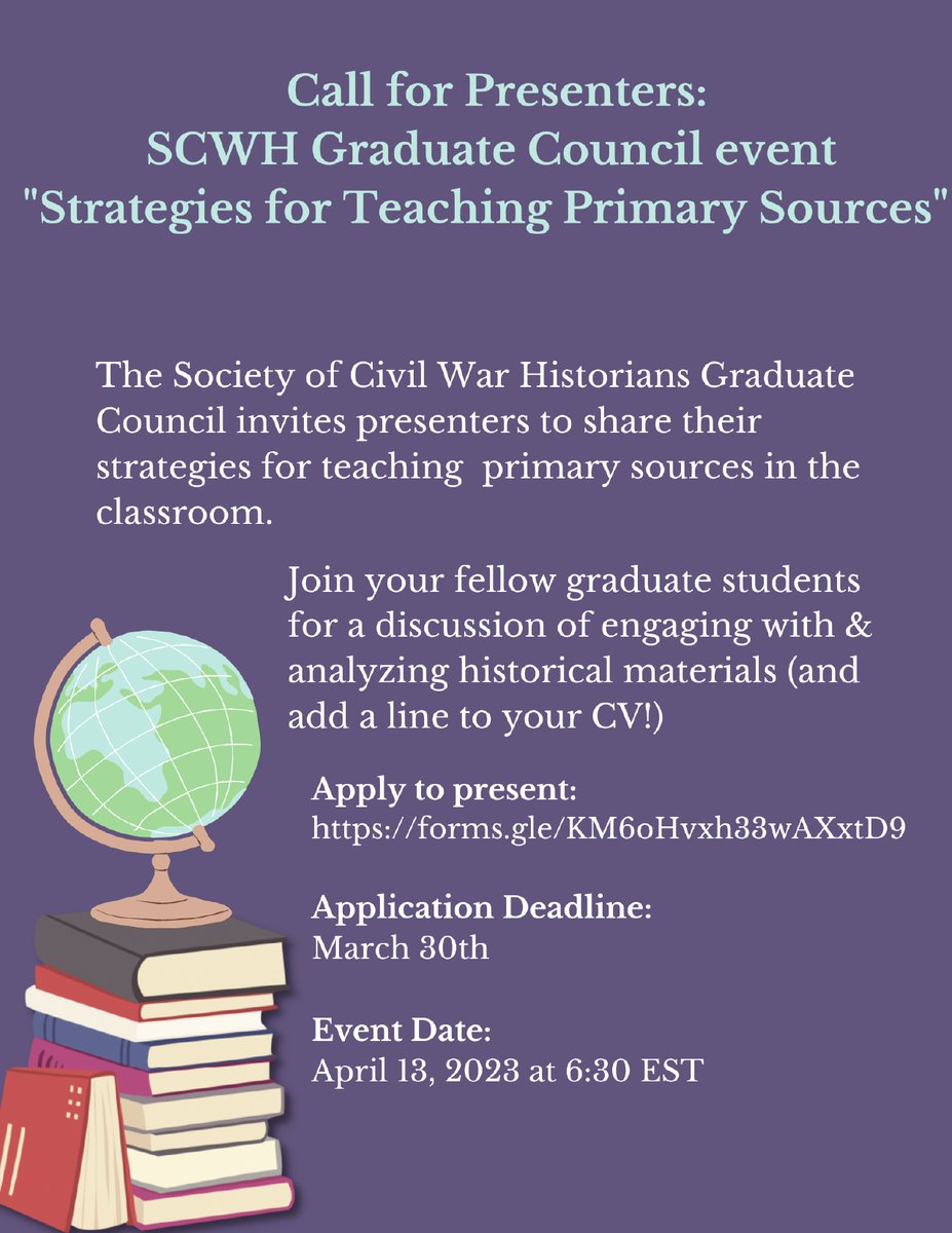 We are still seeking applications from graduate students willing to share their wisdom about teaching with primary sources! 

Check it out: 
docs.google.com/forms/d/e/1FAI…