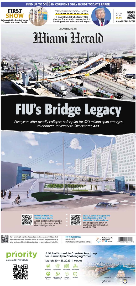 MiamiHerald's tweet photo. Six people were going about their day when a steel-and-concrete pedestrian bridge crumpled onto SW 8th Street in March 2018, killing them and injuring others.

The span, meant to connect FIU with Sweetwater, was still being built. Now, engineers are ready to try again. 🧵 https://t.co/alMcV3cf5u