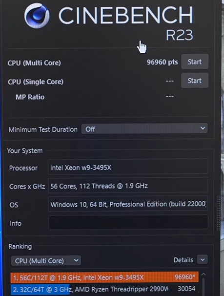 SkyJuice60's tweet photo. 56c 3495X OC
Enermax 360mm AIO (700W thermal limit)
4.0GHz 1.0V: R23 96960 (throttles after hitting 102°C in 3 seconds)

EK 480mm Custom Loop
4.7GHz 1.13V: R23 114699 (hits 95°C in 6 seconds)
Mainboard pulls over 1000W at peak
https://t.co/xa2Kfa5SYw https://t.co/lvfRIO0uH2