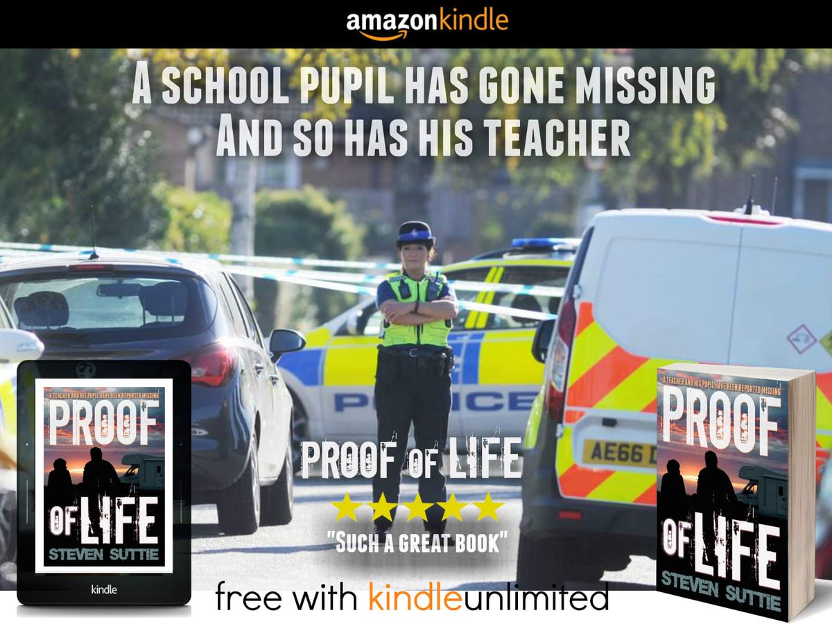 StevenSuttie's tweet photo. PROOF OF LIFE: DCI Andy Miller is trying to track down a 15 year old school pupil who has gone missing, with his teacher.

⭐⭐⭐⭐⭐ "Outstanding."

🇬🇧️ https://t.co/xgCC80Y5Mk
🇺🇲️ https://t.co/aMRr0JVPFB
🇦🇺️ https://t.co/qzm9XHBV6L

Free with #KindleUnlimited
#IARTG #ASMSG https://t.co/39UUjupXNQ
