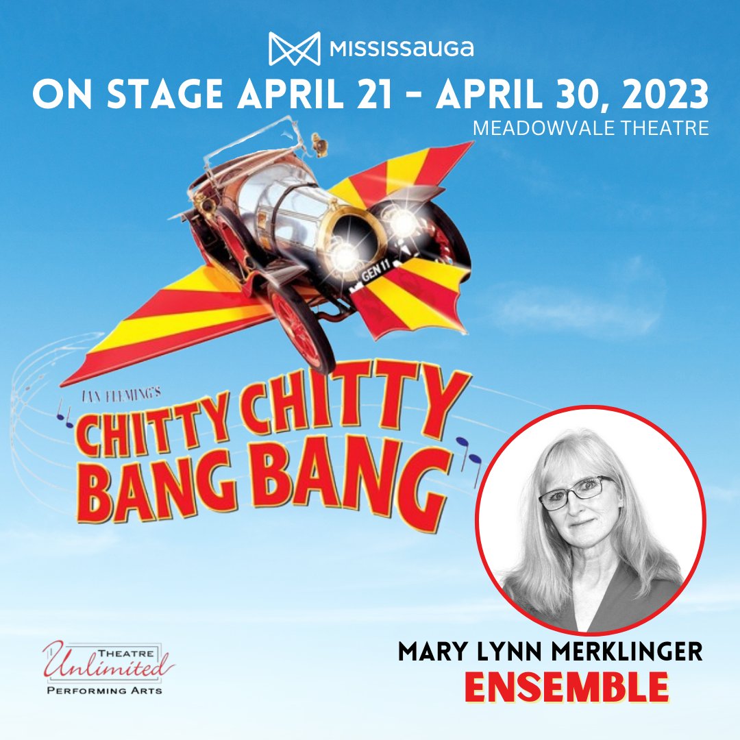 "🎭 Cast Spotlight: Mary Lynn Merklinger - Ensemble | ""Communtiy Theatre is a great way to meet new people, and share experiences."  Come see our cast in Chitty Chitty Bang Bang at The Meadowvale Theatre, Mississauga | April 21 - 30, 2023
🎟 Tickets » encoretix.ca