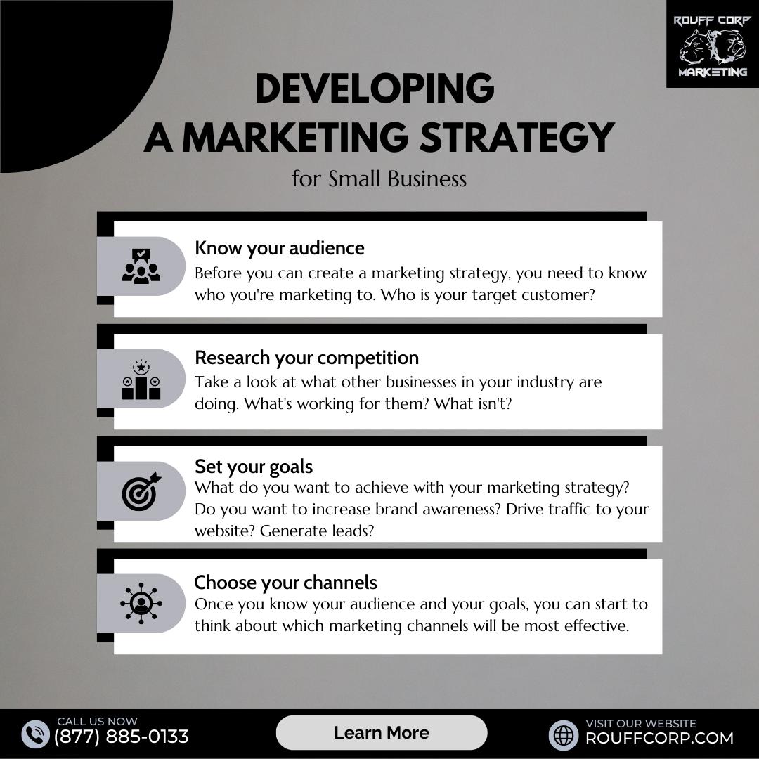 RouffCorp's tweet photo. #RouffCorp utilizes the following processes to develop a #marketing strategy for small businesses:
โจ Know your audience
โจ Research your competition
โจ Set your goals
โจ Choose your channels
Visit our website and see how we can help you! https://t.co/irU3KJM5iF