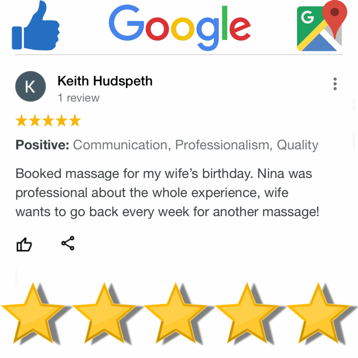 JustGoMIA's tweet image. ⭐⭐⭐⭐⭐ "Booked massage for my wife’s birthday. Nina was professional about the whole experience, wife wants to go back every week for another massage!" 

Google Reviews➡️ bit.ly/3MzZ8yj 
Book Online➡️ bit.ly/3l9kiHs