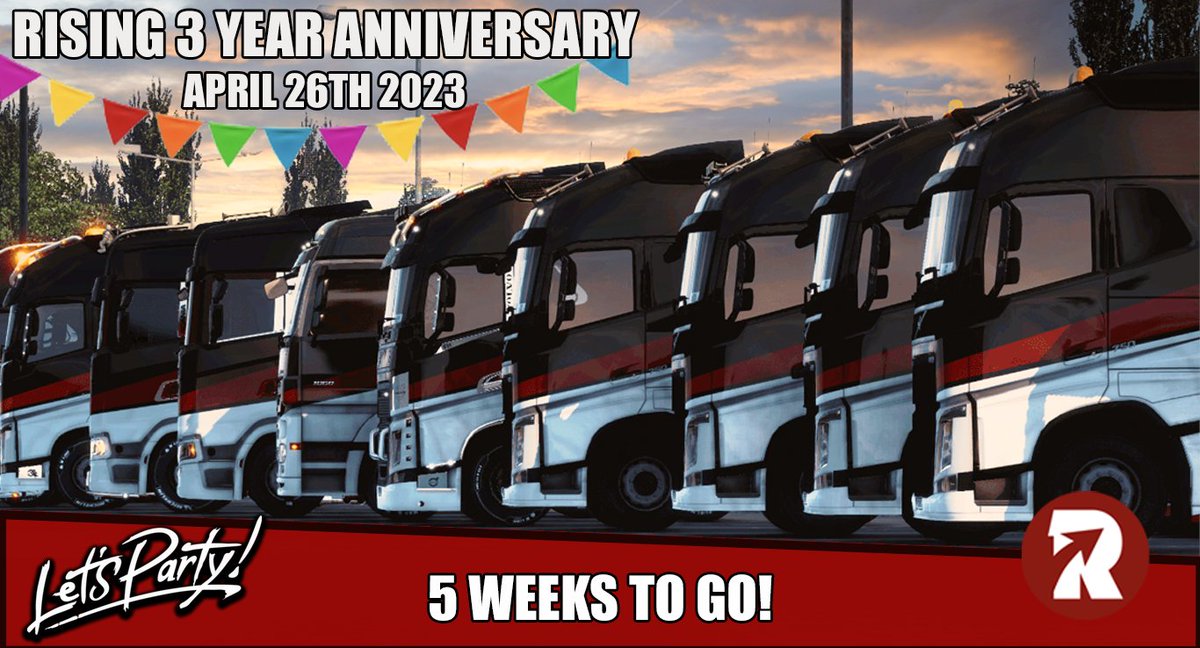 risingvtc's tweet photo. Joins us at our 3 year Anniversary on a thrilling Convoy.
https://t.co/0pkZcRN1Rb
#ETS2 #convoy #anniversary #truckersmp https://t.co/V69RlUndhh