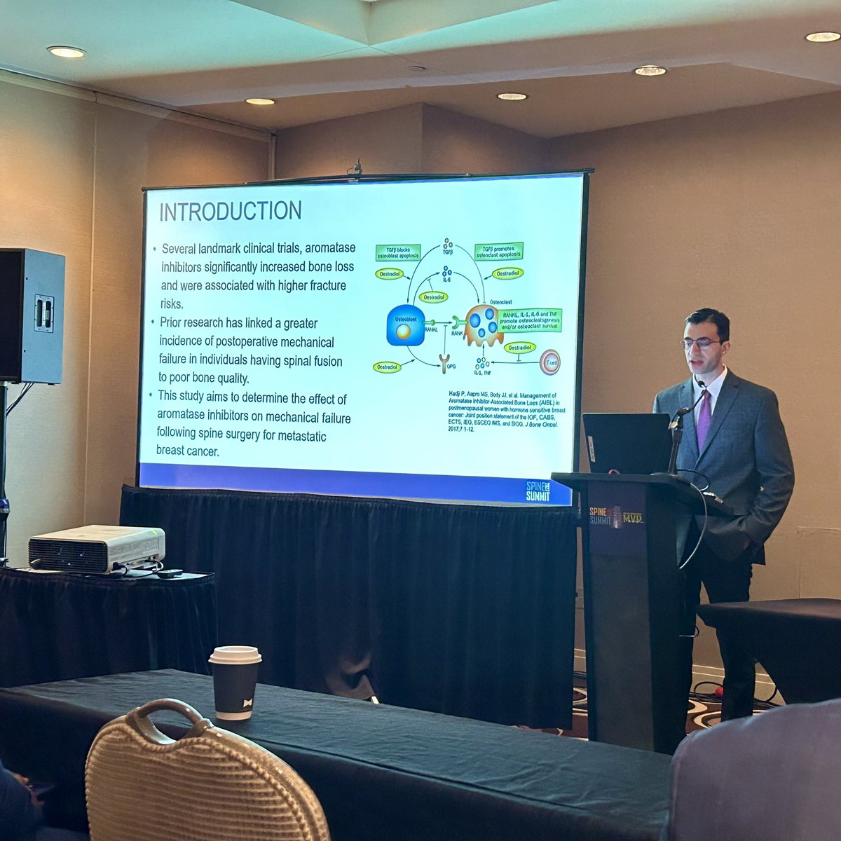 ElieMassaadMD's tweet photo. Was great to present our work from @MGHNeurosurg on mechanical failures in breast Ca spine mets for patients at-risk of bone loss. Thanks @spinesection for a wonderful meeting in Miami ☀️ https://t.co/4IoUGlbXpT