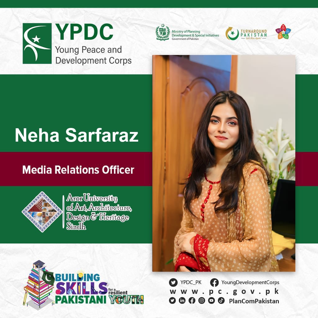 nehasarfaraz's tweet photo. #YPDC #Ba_IkhtiyarNaujawan 
Media Relations Officer of #YPDC Aror university chapter 
The Government of Pakistan is proud to announce the launch of the Young Peace Development Corps, a new initiative aimed at promoting peace and development through youth engagement! #YPDC https://t.co/1gJG4aiq1Z