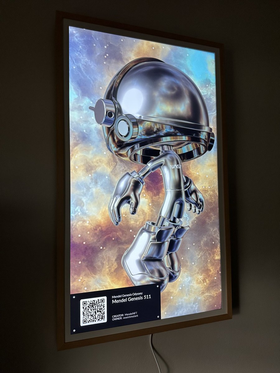 GM GM … for todays iteration of #whatsonmytokenframe I have my first “PFP” display so far… <a href="/Remybondstudio/">Remy Bond</a>   Project #mendel took off like a 🚀 and has since come back down to 🌍 but can’t deny the art is 🔥- <a href="/TokenframeNFT/">Tokenframe</a>