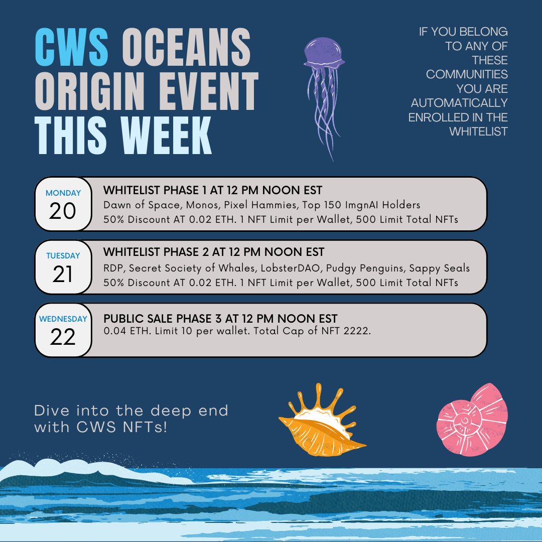 Less than⏰24hrs left before we initiate Phase 1 of the Oceans Origin Event! ⛓️🐋🦈🏝️🌊