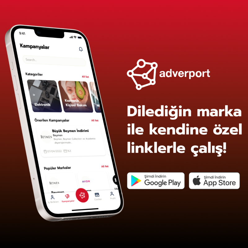 100'e yakın markamız ile dilediğin markaya ait ürünler, koleksiyonlar ve kataloglar için kendine özel linkler oluştur. Takipçilerinle paylaşarak komisyon kazan! Adverport şimdi Google Play Store ve App Store'da. #adverport #affiliatemarketing #işbirliği