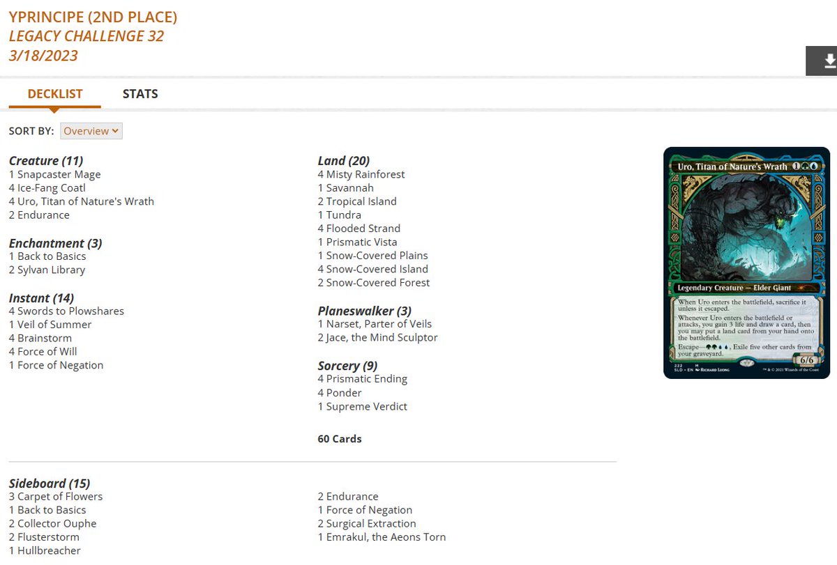 Robert Taylor🔥 on Twitter "Saturday Legacy Challenge Top 8 decklists