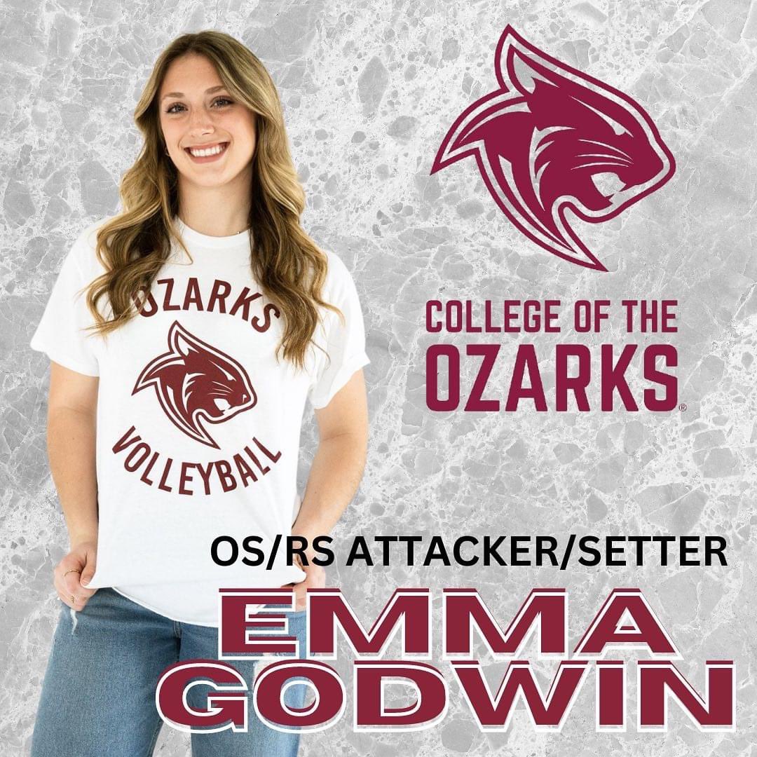 Ozark High Volleyball ➡️ College of the Ozarks Volleyball 

Congratulations Emma Godwin!