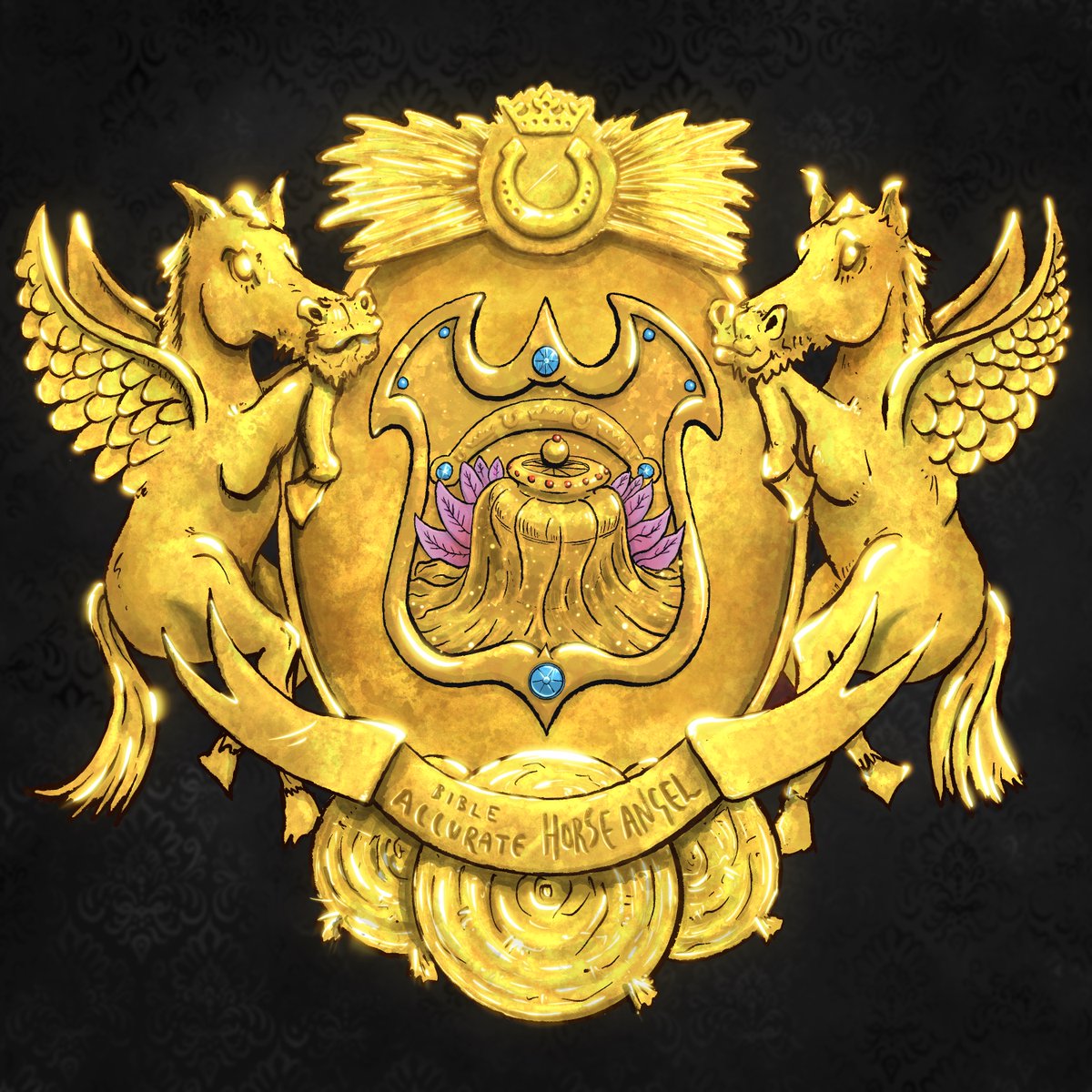 DiamondHoovesio's tweet photo. The moment has finally arrived to unveil the last and most esteemed crest in our collection. 

We present to you, the crest for the Bible Accurate Horse Angel 👑 https://t.co/Op1czbgLWL
