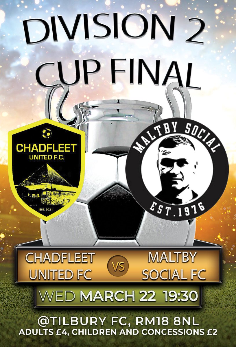 This Wednesday Chadfleet United take on Maltby Social in the division 2 cup final. Why not pop down and support the lads.