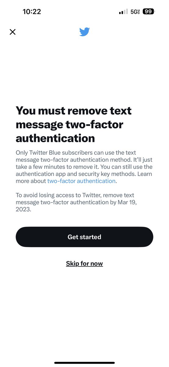 TigersfanOU's tweet photo. Two factor authentication is now a premium feature?  Hahaha, twitter is dying https://t.co/PfcNTvyT8U