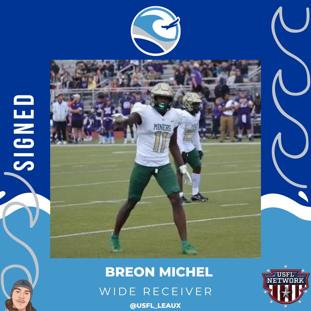 The #NewOrleans #Breakers have signed <a href="/breonm10/">Breon Michel †</a>, welcome to NOLA Breon! 
#USFLNetwork #USFL #GeauxBlueWave