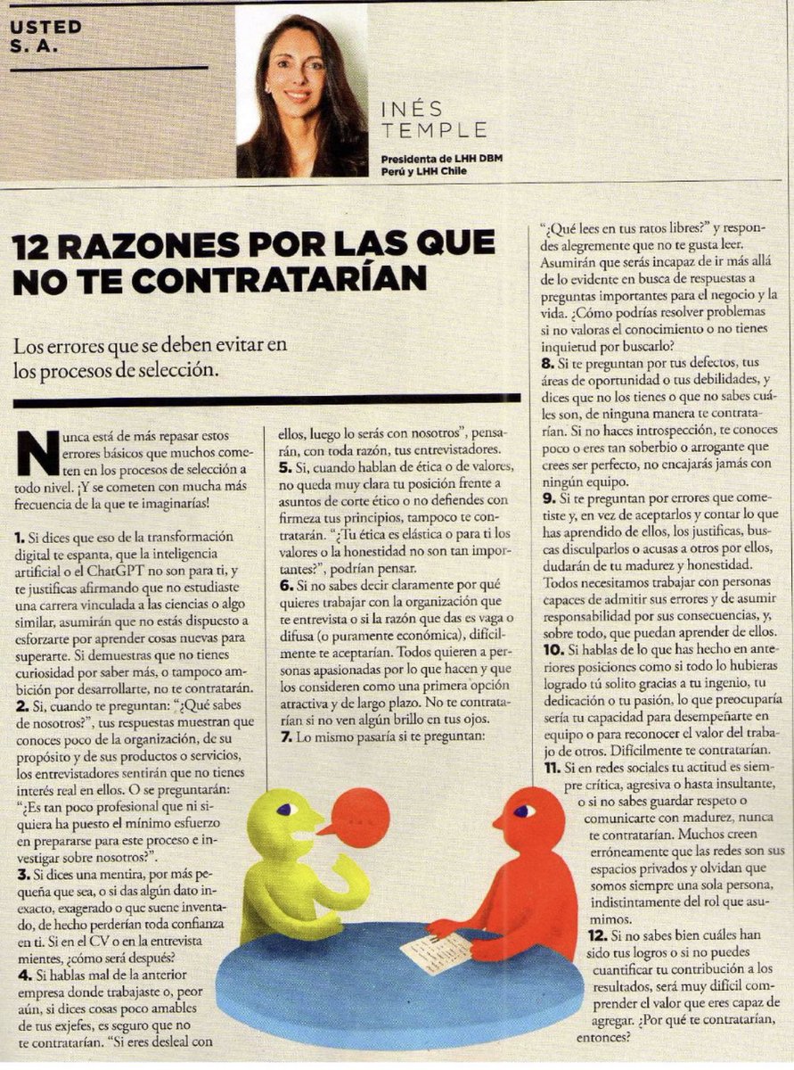 Nunca está demás repasar algunas de las razones por las que no te contratarían. Estos y varios otros son errores básicos y muy comunes - y fácilmente evitables - que muchos comenten en los procesos de selección a todo nivel e incluso en los procesos internos de las
